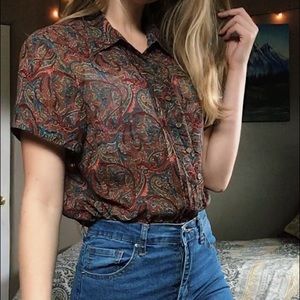 Paisley button down top